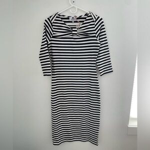 Dainty Jewells Black and White Stripe Midi Dress XS